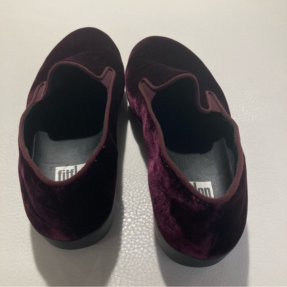 FITFLOP Sz  10 Superskate Burgundy Velveteen Flats Slip-on Comfort Shoes - Picture 8 of 13